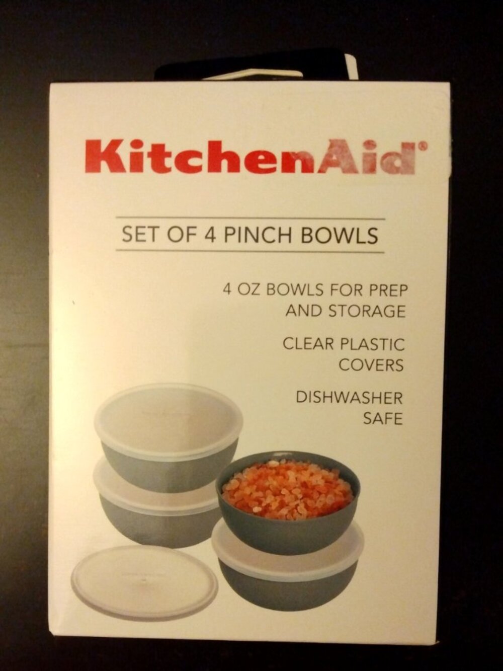 KitchenAid Plastic Pinch Bowls with Lids, Set of 4 in Grey